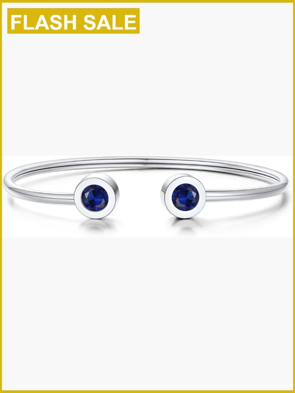 Birthstone Cuff Bracelet for Women, Stainless Steel, 14K Gold Plated, 6.7-7.6